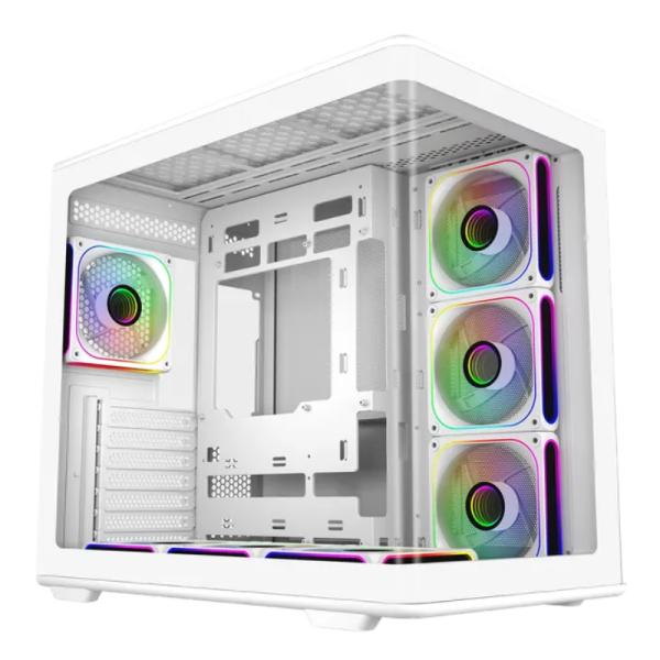 CASE ARGB COOLER MASTER ELITE 600 WHITE MID TOWER VENTILADORES 7 DE 120MM CON VIDRIO FRONTAL Y LATERAL E600-WGNN-S02