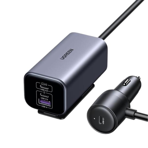 CARGADOR DE CARRO UGREEN EC706 150W GAN (3X USB-C / 1X USB-A) CON CABLE USB-C 1M 35571