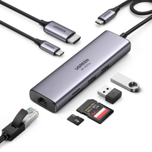 HUB UGREEN CM512 7 EN 1 4K HDMI USB-C 60515