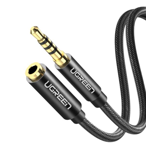 CABLE UGREEN AV118 3.5MM MACHO A 3.5MM HEMBRA 1.5M 10593 NEGRO