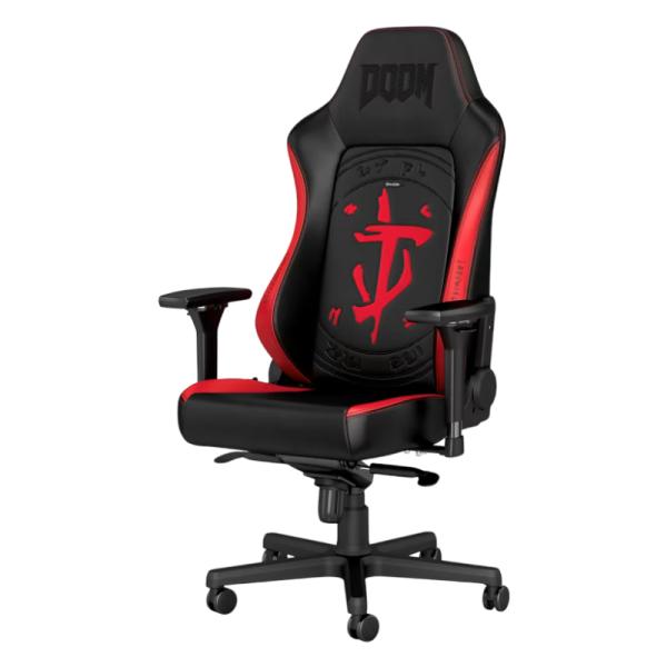 SILLA  GAMING NOBLECHAIRS  HERO EDICI&Oacute;N DOOM CUERO SINT&Eacute;TICO RESPIRABLE NBL-HRO-PU-DET-AF NEGRO/ROJO