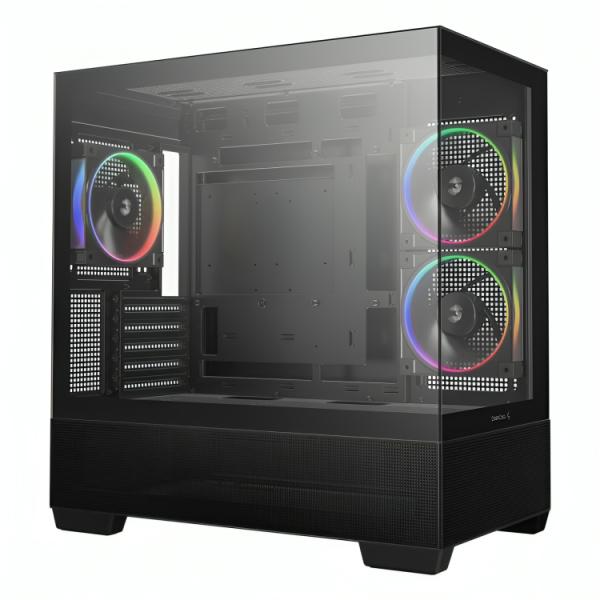 CASE ARGB DEEPCOOL CG380 3F MID TOWER VENTILADORES 3 DE 120 MM CON PANEL LATERAL Y FRONTAL R-CG380-BKAGM3-G NEGRO