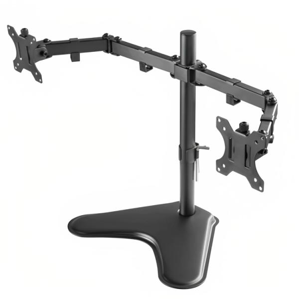 SOPORTE DE ESCRITORIO PARA MONITORES UNNO TEKNO TM8001BK COMPATIBLE CON MONITORES PLANOS DE HASTA 32 PULG CAPACIDAD DE 8KG CADA UNO CON ORGANIZADOR DE CABLES NEGRO
