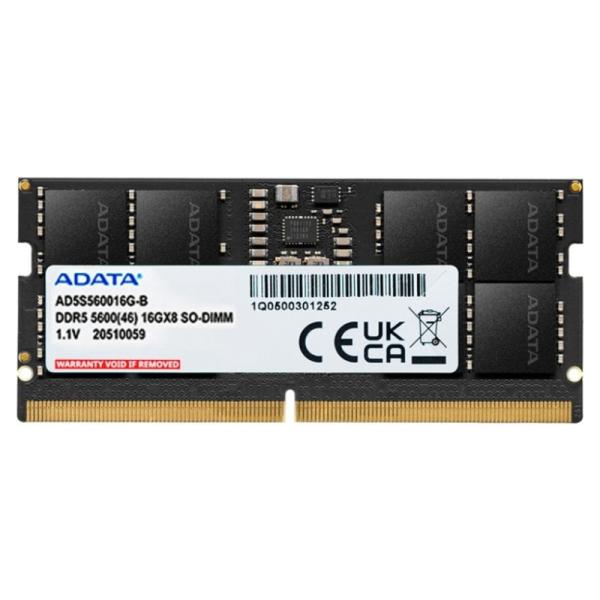 MEMORIA RAM LAPTOP 16GB ADATA AD5S560016G-S DDR5 5600MHZ CL46 1.1V NEGRO