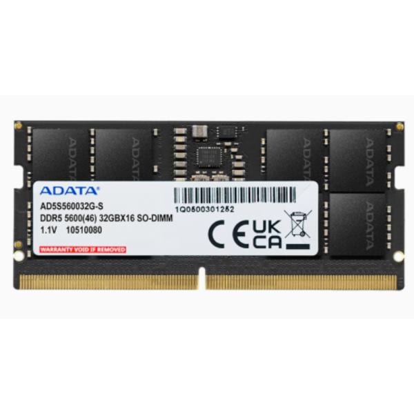 MEMORIA RAM LAPTOP 32GB ADATA AD5S560032G-S DDR5 5600MHZ CL46 1.1V NEGRO