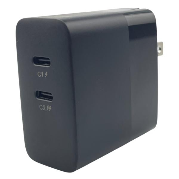CARGADOR DE PARED NOVA PA045RBU001C 45W 2 PUERTOS USB-C CARGA RAPIDA CON ENCHUFE PLEGABLE NEGRO