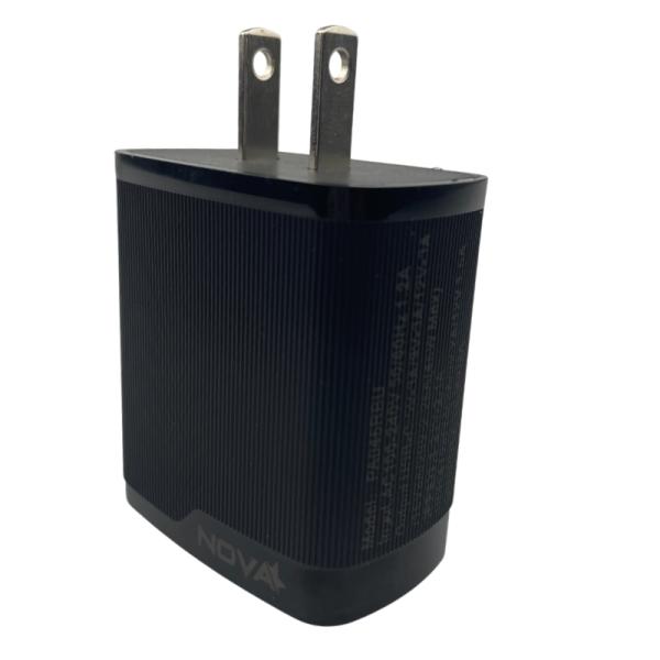 CARGADOR DE PARED NOVA PA046RBU001C 45W 1 PUERTO USB-C Y 1 PUERTO USB-A CARGA RAPIDA NEGRO