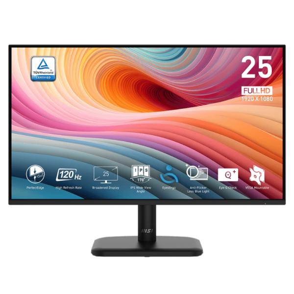 MONITOR GAMING MSI PRO MP251L E2 25 PULG PLANO 1920 X1080 120 HZ ANTI-GLARE HDMI Y VGA 9S6-3PD2CM-021 NEGRO