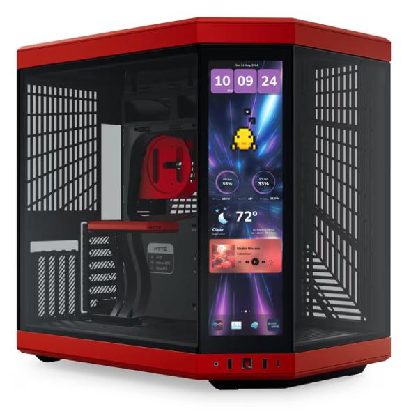CASE HYTE Y70 TOUCH INFINITE TORRE MEDIA VIDRIO TEMPLADO CON PANTALLA TÁCTIL 14.9" GEN 3 CS-HYTE-Y70TTI-RB ROJO/NEGRO