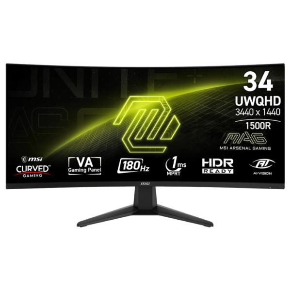 MONITOR GAMING MSI MAG 346CQ 34" CURVO 3440 X 1440 180 HZ ANTI-GLARE HDMI Y DP 9S6-3DD71M-004