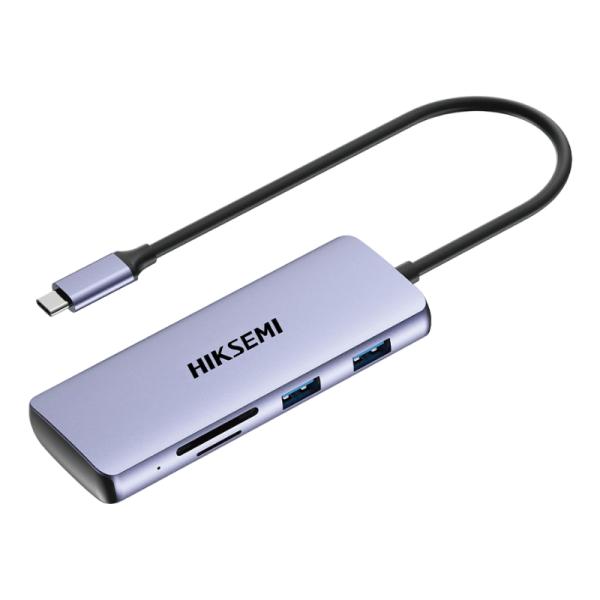 HUB HIKSEMI HS-HUB-DS8 8 EN 1 USB-C 1 PUERTO HDMI 1 PUERTO PD CARGA RAPIDA 1 PUERTO SD 1 PUERTO TF 3 PUERTOS USB 3.0 Y 1 PUERTO USB 2.0 5 GBPS GRIS