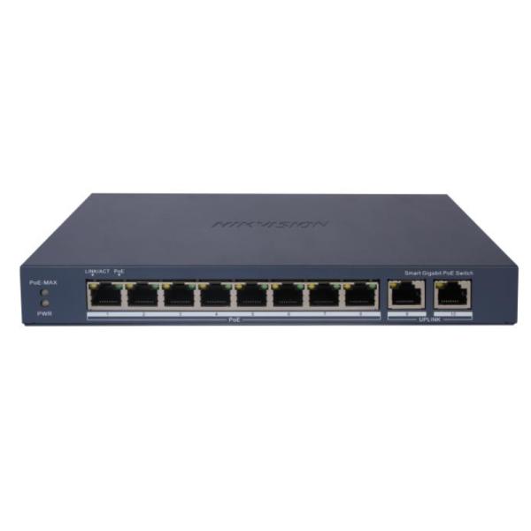SWITCH HIKVISION DS-3E1510P-EI(O-STD)V2 (E) 8 PUERTOS GIGABIT POE Y 2 PUERTOS RJ45 20 GBPS ADMINISTRABLE 301802995 AZUL