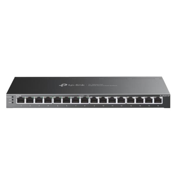 SWITCH TP LINK TP-LINK SG2016P(UN) 16 PUERTOS RJ45 CON 8 PUERTOS POE+ GIGABIT 10/100/1000 MBPS ADMINISTRABLE NEGRO