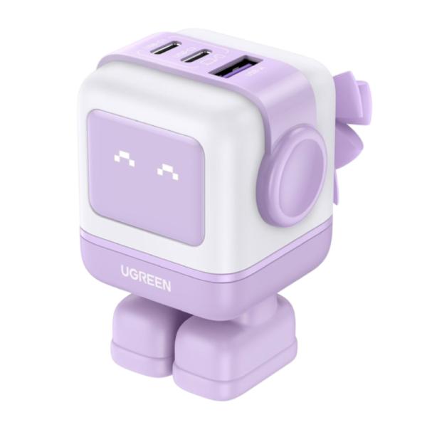 CARGADOR UGREEN CD361 65W 2 PUERTOS USB-C Y 1 PUERTO USB-A CARGA RAPIDA 35314 MORADO