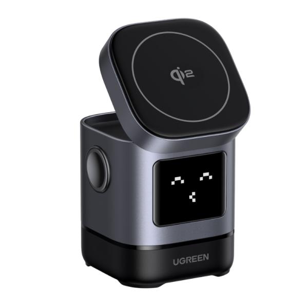 CARGADOR INALAMBRICO 2 EN 1 UGREEN W709 15W MAGNETICO CARGA RAPIDA PARA APPLE 45775 NEGRO