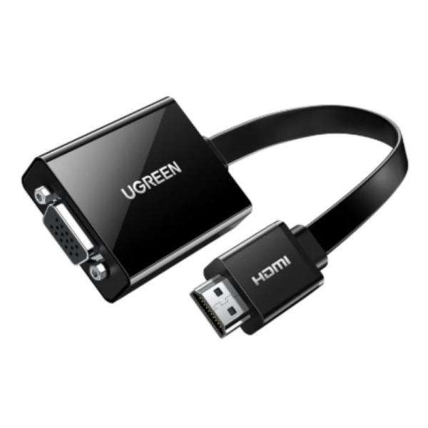 ADAPTADOR HDMI A VGA UGREEN MM103 1 PUERTO MICRO USB Y 1 PUERTO 3.5MM 25CM 40248 NEGRO