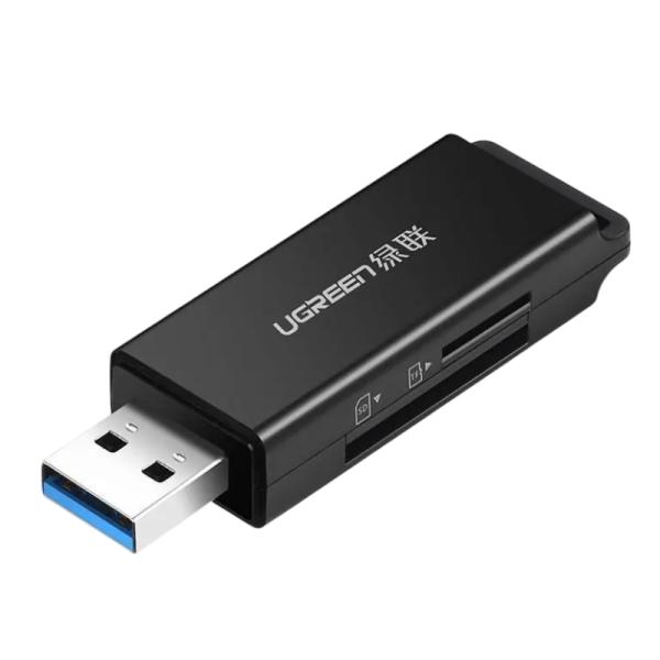 LECTOR DE TARJETAS UGREEN CM104 DUAL SD/TF USB-A 3.0 5GBPS 40752 NEGRO