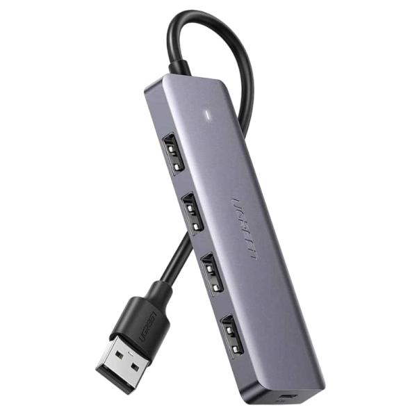 HUB UGREEN CM219 5 EN 1 USB-A 4 PUERTOS USB-A Y 1 PUERTO USB-C 5GBPS 50985 GRIS