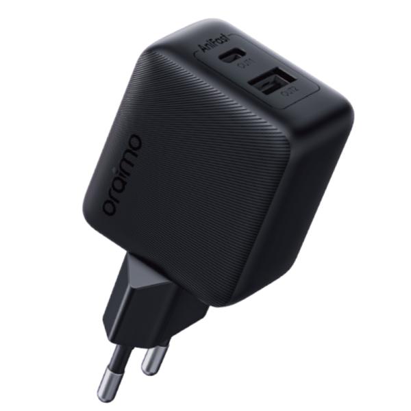 CARGADOR DE PARED ORAIMO OCW-5183E+L53 1 PUERTO USB-A Y 1 PUERTO USB-C CON CONECTOR EUROPEO NEGRO