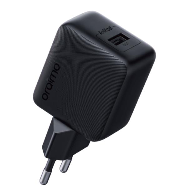 CARGADOR DE PARED ORAIMO OCW-5184E+C53 1 PUERTO USB-A CON CONECTOR EUROPEO NEGRO