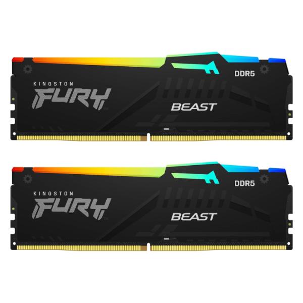 MEMORIA RAM PC 32GB (2X16GB) KINGSTON FURY BEAST DDR5 6400MHZ CL32 1.4V RGB KF564C32BBEAK2-32 NEGRO