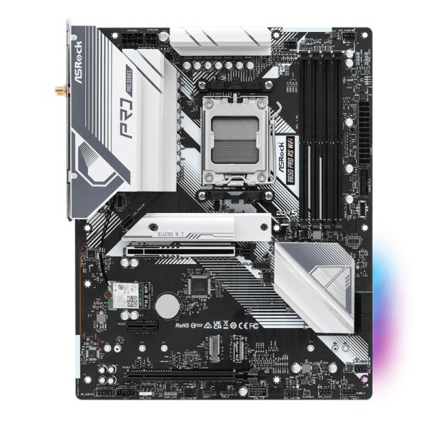 TARJETA MADRE ASROCK B650 PRO RS WIFI AM5 ATX DDR5 PLATEADO/NEGRO