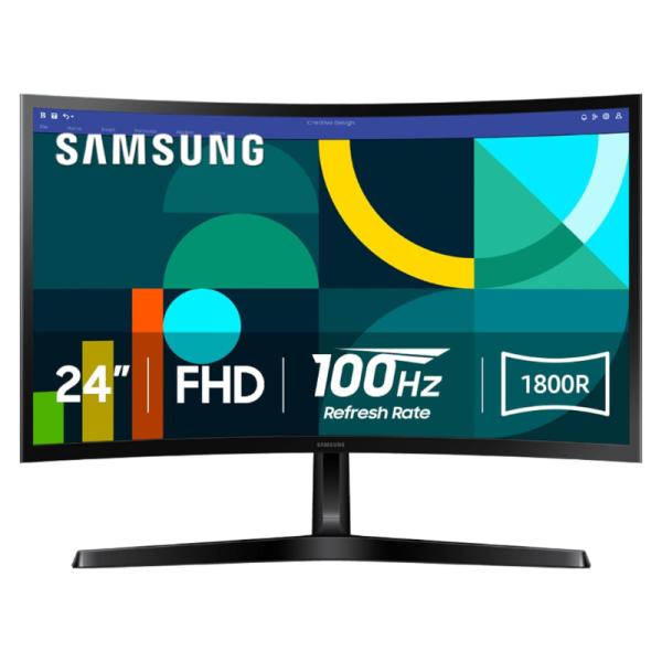 MONITOR SAMSUNG ESSENTIAL S3 24" CURVO 1920 X 1080 100HZ FHD HDMI Y D-SUB LS24D366GANXZA NEGRO