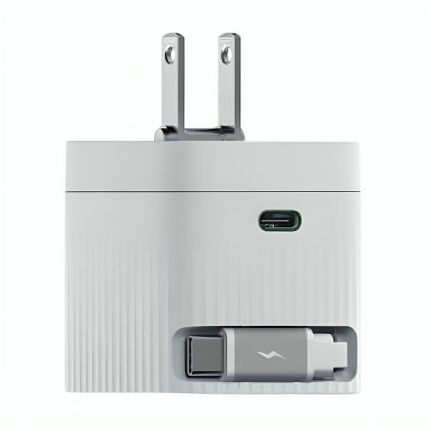 CARGADOR DE PARED RETRÁCTIL HIKSEMI HS-HUB-GAN67 67W 2 PUERTOS USB-C CARGA RAPIDA BLANCO