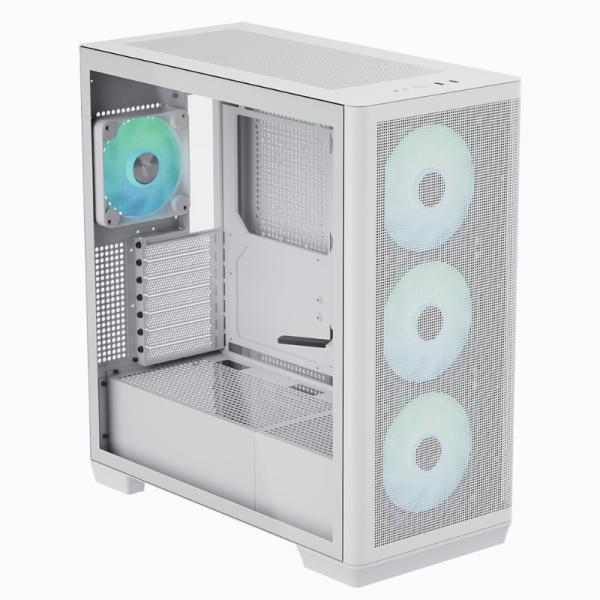 CASE RGB APNX C1-R-WT-V1 MID TOWER VENTILADORES 3 DE 140MM Y 1 DE 120MM CON MALLA FRONTAL Y LATERAL APCM-CR01243.21 BLANCO
