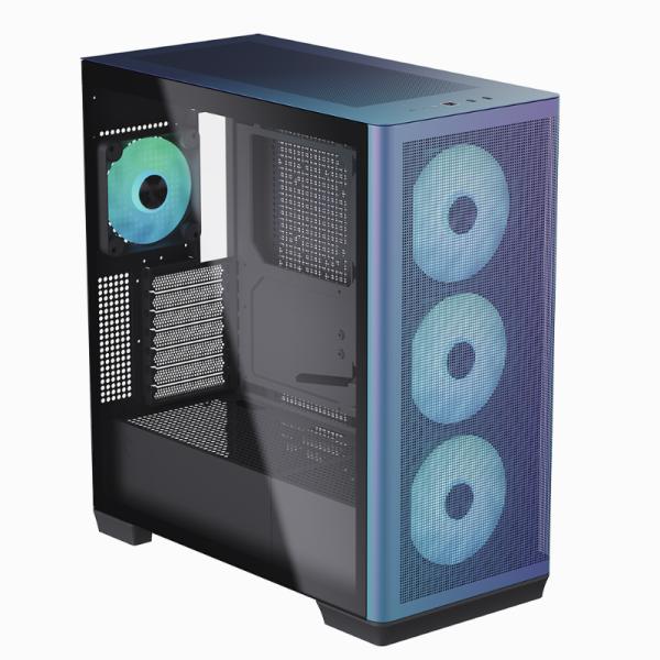 CASE RGB APNX C1-R-CF-V1 MID TOWER VENTILADORES 3 DE 140MM Y 1 DE 120MM CON MALLA FRONTAL Y LATERAL APCM-CR01143.C1 CROMADO