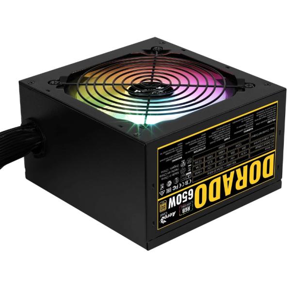 FUENTE DE PODER AEROCOOL DORADO 650W 80 PLUS GOLD NO MODULAR ATX ACPG-DO65FUC.11 NEGRO