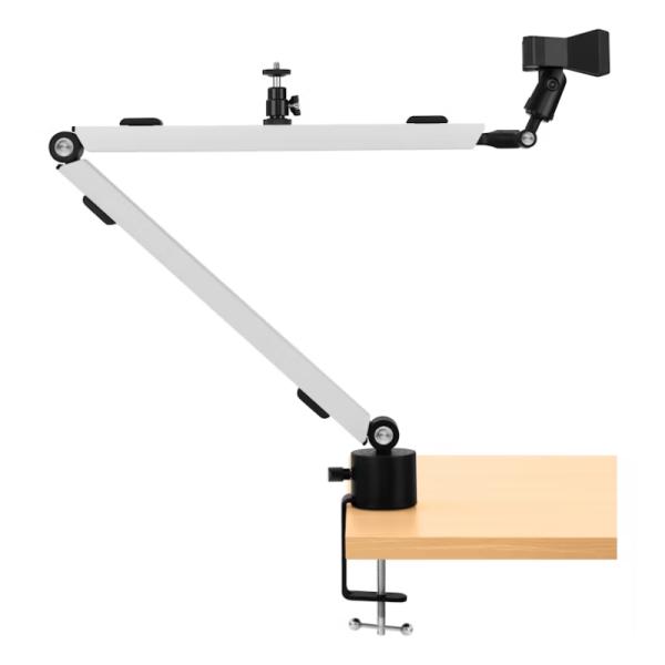 SOPORTE DE ESCRITORIO PARA MICROFONO STREAMPLIFY MOUNT ARM-MIC-WH COMPATIBLE CON MICROFONOS DE 5/8" 3/8" Y 1/4" CAPACIDAD DE 2.5KG SPOM-MA1MCL1.21 BLANCO