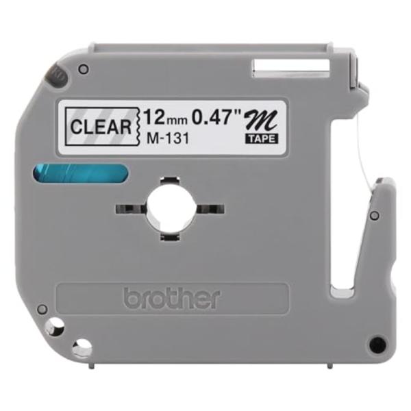 CINTA BROTHER M131 NO LAMINADA NEGRO SOBRE TRANSPARENTE DE 12MM NEGRO/TRANSPARENTE