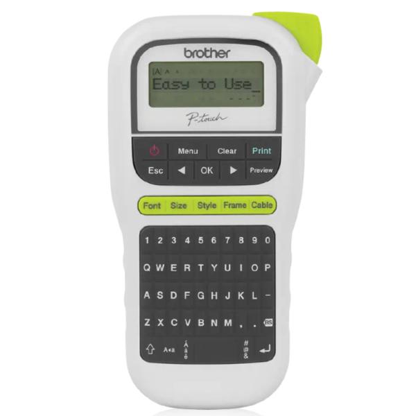 IMPRESORA DE ETIQUETA BROTHER PTH110 20MM/SEG PORTÁTIL 2 LINEAS DE IMPRESIÓN BLANCO / VERDE