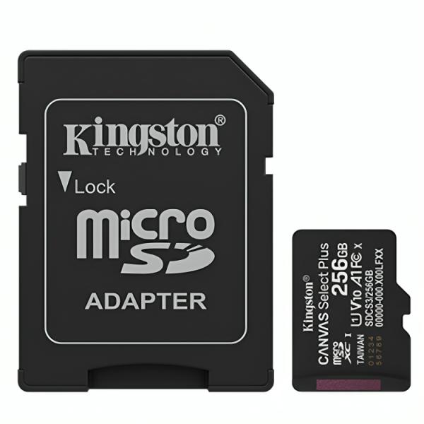 MEMORIA MICRO SDXC 256GB KINGSTON CLASE 10 UHS-I U1 150 MB/S SDCS3/256GB PARA CÁMARAS DEPORTIVAAS Y DRONES