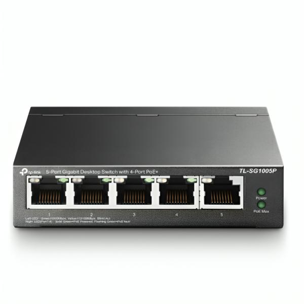 SWITCH TP LINK TL-SG1005P(UN) 5 PUERTOS RJ45 4 POE+10/100/1000 MBPS NO ADMINISTRABLE
