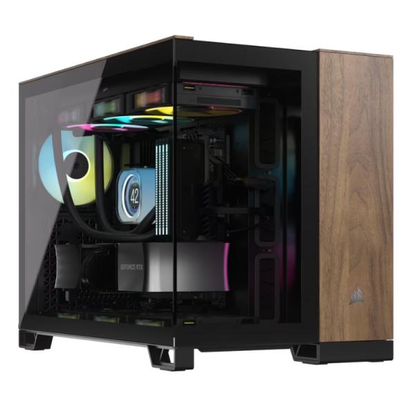 CASE CORSAIR 2500X MID TOWER SIN VENTILACIÓN INCLUIDA CON VIDRIO LATERAL Y MALLA FRONTAL CC-9011286-WW NEGRO / NOGAL