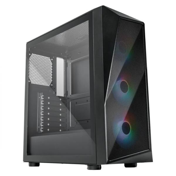 CASE RGB COOLER MASTER CMP520 MID TOWER VENTILADORES 3 DE 120MM CON VIDRIO LATERAL Y MALLA FRONTAL CON FUENTE DE PODER BRONZE 650 INCLUIDA CP520-KGNN6 NEGRO