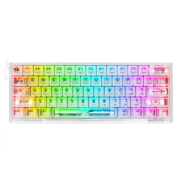 TECLADO GAMING RGB  REDRAGON  FIZZ K617CT  MECANICO  ALAMBRICO INGLES SWITCH ROJO BLANCO