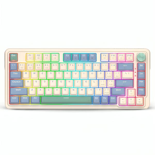 TECLADO GAMING RGB  REDRAGON  UCAL PRO K673CPG MECANICO INALAMBRICO (BLUETOOTH/2.4GHZ) Y ALAMBRICO INGLES SWITCH ROJO BLANCO