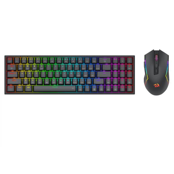 TECLADO Y MOUSE GAMING RGB REDRAGON S136 INALAMBRICO (USB 2.4GHZ / BLUETOOTH) NEGRO