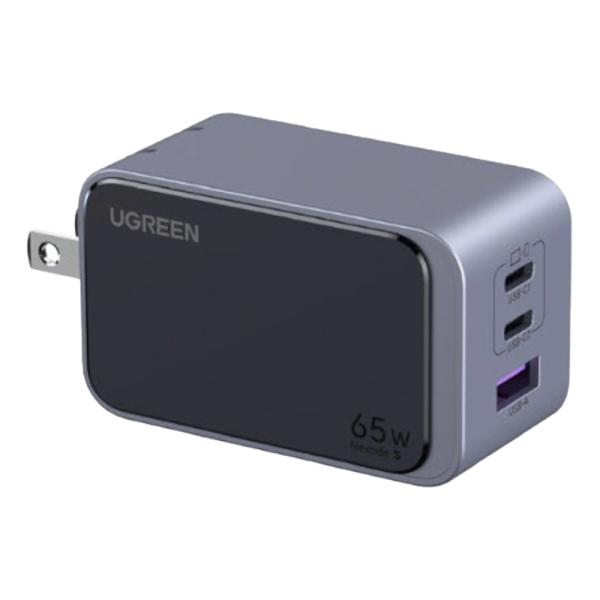 CARGADOR DE PARED UGREEN X553 NEXODE S 65W 2 PUERTOS USB-C Y 1 PUERTO USB-A  DE CARGA RAPIDA 45223 GRIS