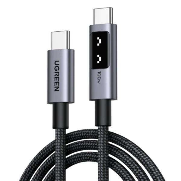 CABLE USB-C A USB-C UGREEN L509 100W 2M CON LED DISPLAY 35512 NEGRO