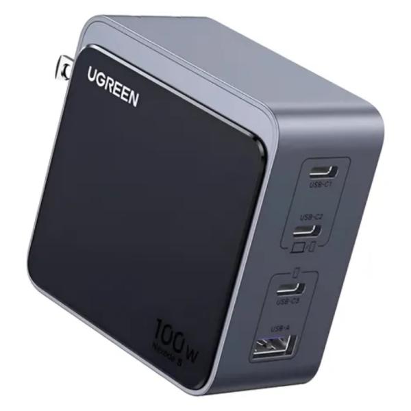 CARGADOR  DE PARED  UGREEN X565 100W 3 PUERTOS USB-C Y 1 PUERTO USB-A  DE CARGA RAPIDA 45224 GRIS