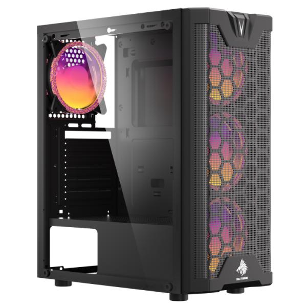 CASE RGB EAGLE WARRIOR CG12AARA002C MID TOWER VENTILADORES 3 DE 120MM CON VIDRIO LATERAL Y ACRÍLICO FRONTAL NEGRO