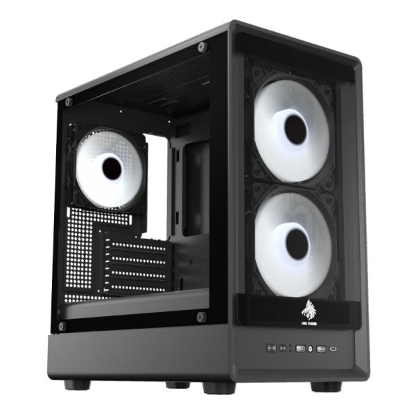 CASE EAGLE WARRIOR CG02AMRA001C MINI TOWER VENTILADORES 2 DE 120MM CON VIDRIO LATERAL NEGRO