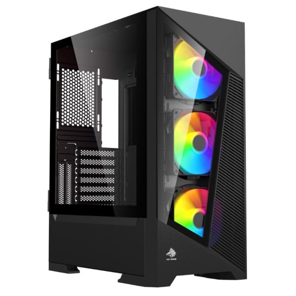 CASE EAGLE WARRIOR CG10AJRA001C MID TOWER 3 VENTILADORES CON VIDRIO FRONTAL Y LATERAL