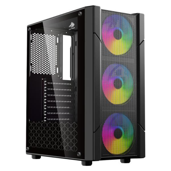 CASE EAGLE WARRIOR CG14ALRA001C MID TOWER VENTILADORES 3 DE 120MM CON VIDRIO LATERAL NEGRO