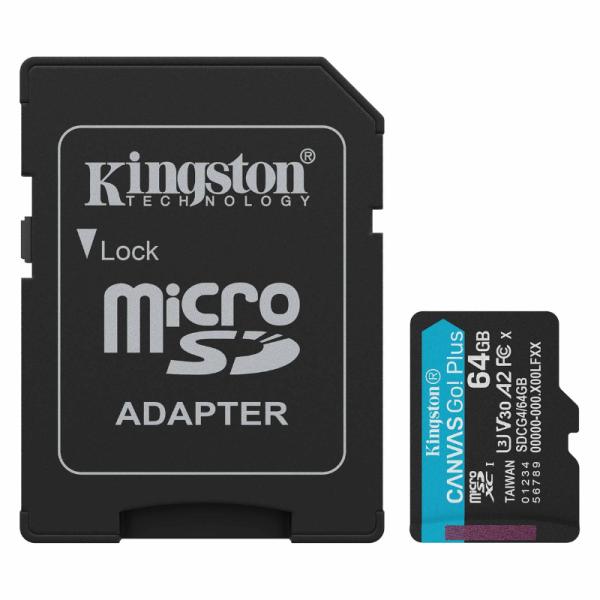 MEMORIA MICRO SD 64GB KINGSTON SDCG4/64GB UHS-I V30 200 MB/S / 100 MB/S PARA DRONES, CÁMARAS DEPORTIVAS Y OTROS DISPOSITIVOS