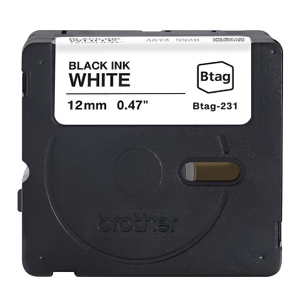 CINTA DE ETIQUETADO BROTHER BTAG231 12MM X 4M COMPATIBLE CON P-TOUCH  NEGRO SOBRE FONDO BLANCO